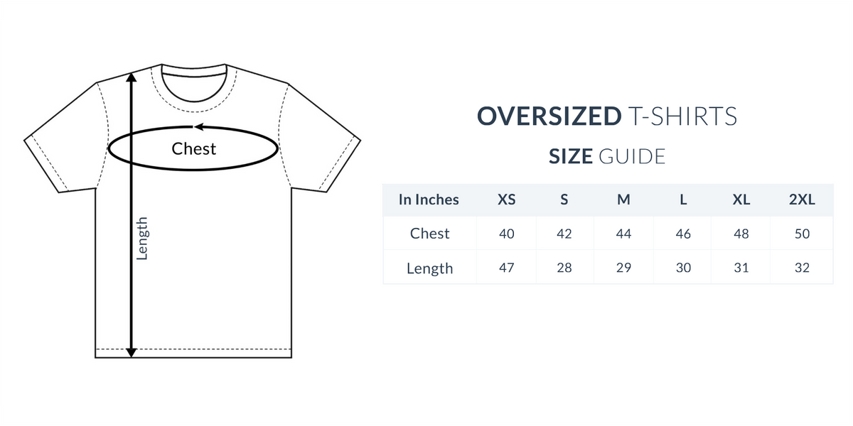 Men's Plain Oversized T-Shirt - Size Guide