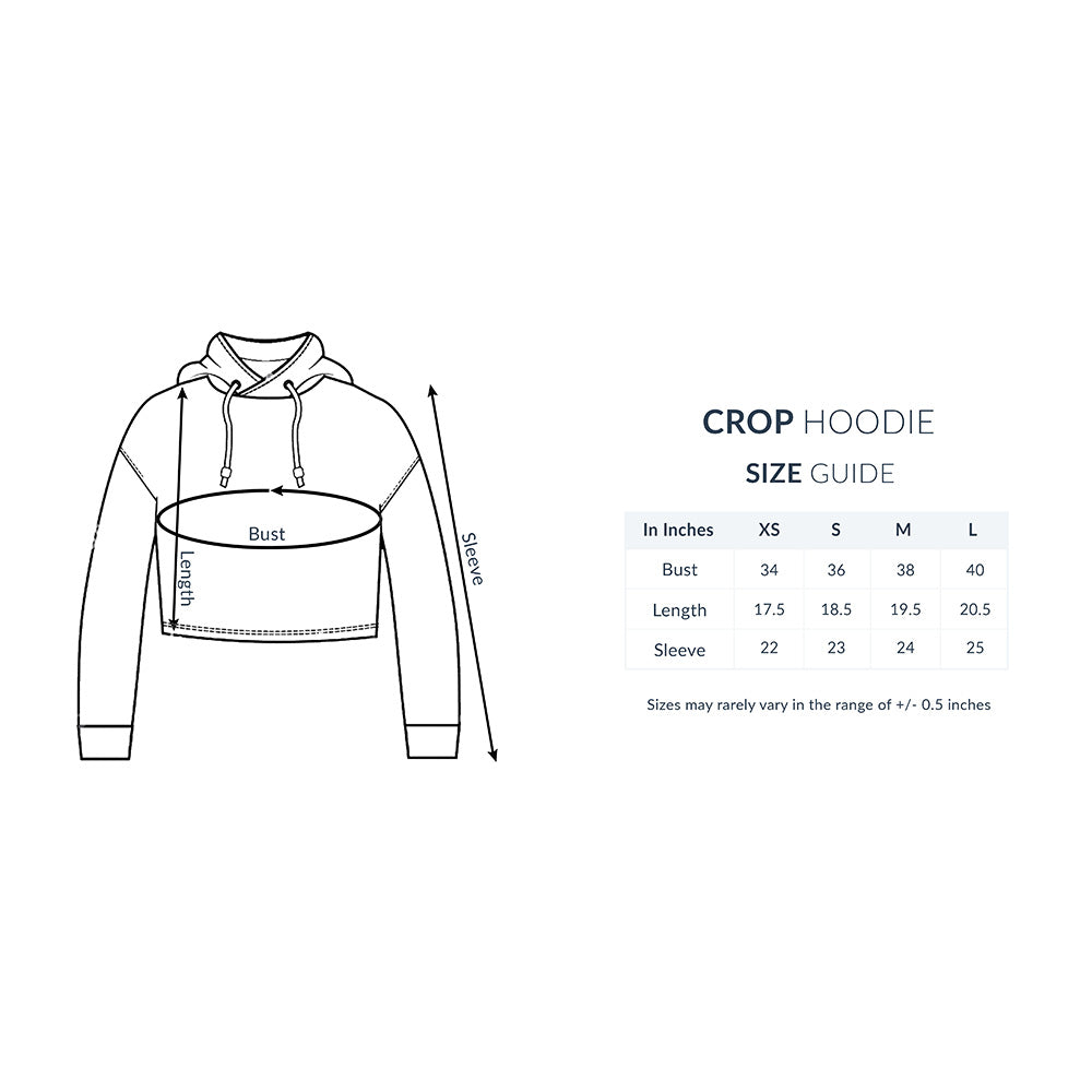 Women's Plain Crop Hoodie - Size Guide