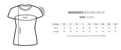 Women's Plain Round Neck T-Shirt - Size Guide
