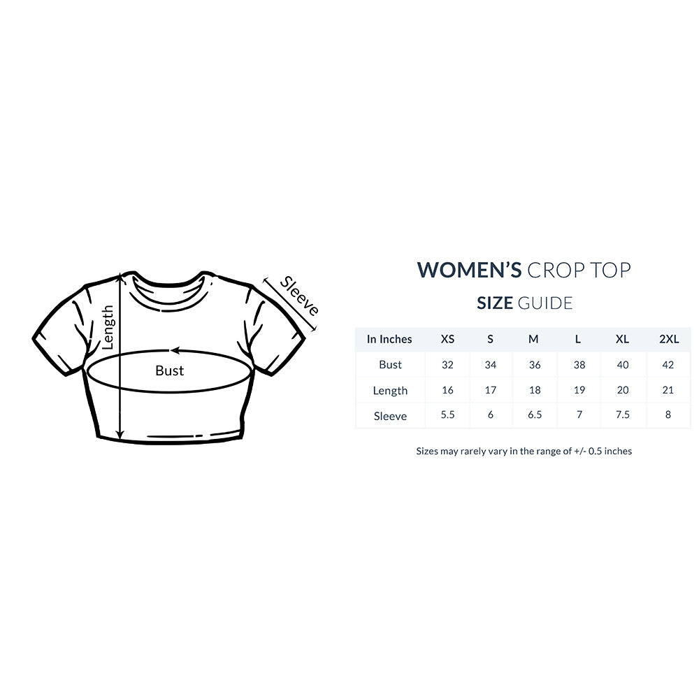 Women's Plain Crop Top - Size Guide