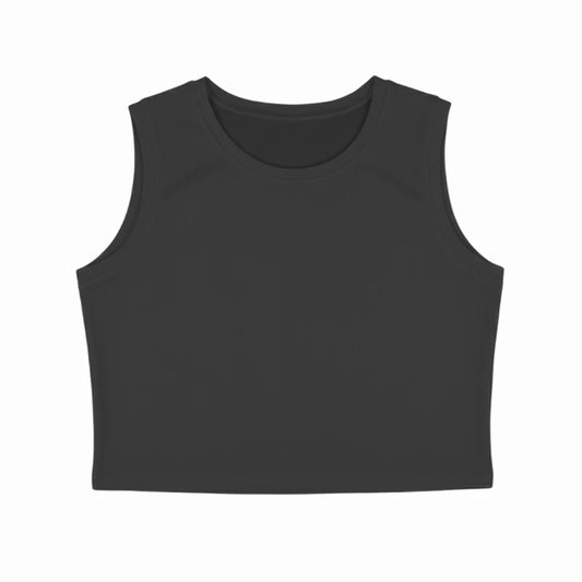Women's Plain Crop Tank Top - Black