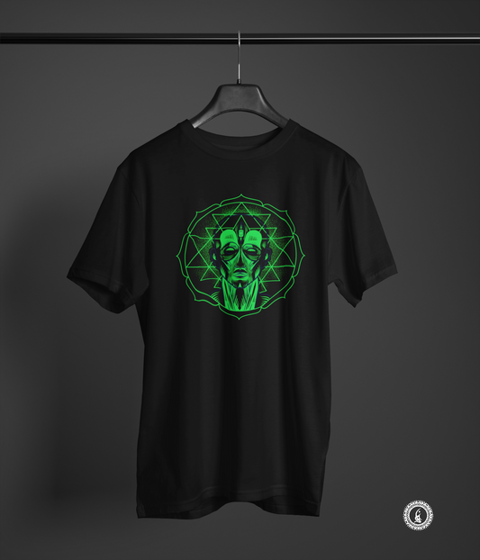 Third Eye & Shree Yantra Half Sleeves Glow In the Dark T Shirt